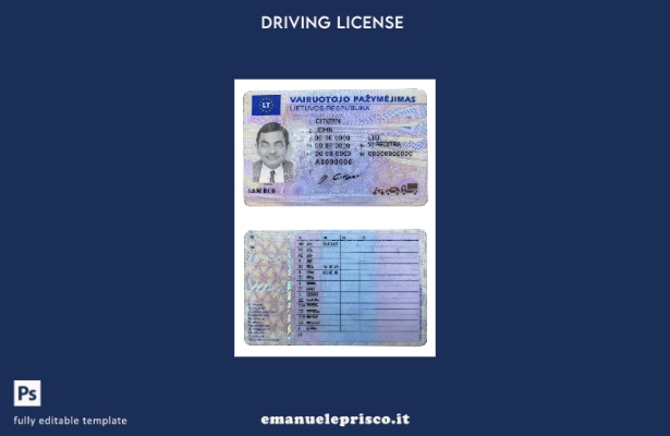 verified style modello di patente di guida lituana (Litva) in stile verificato template